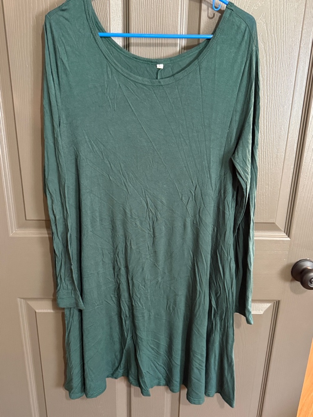 Long Sleeve Swing Tunic Dress - Deep Green